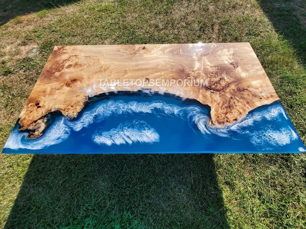 Wood Acacia Resin Epoxy Desk Custom And Herringbone Dining Tables Furniture Déco