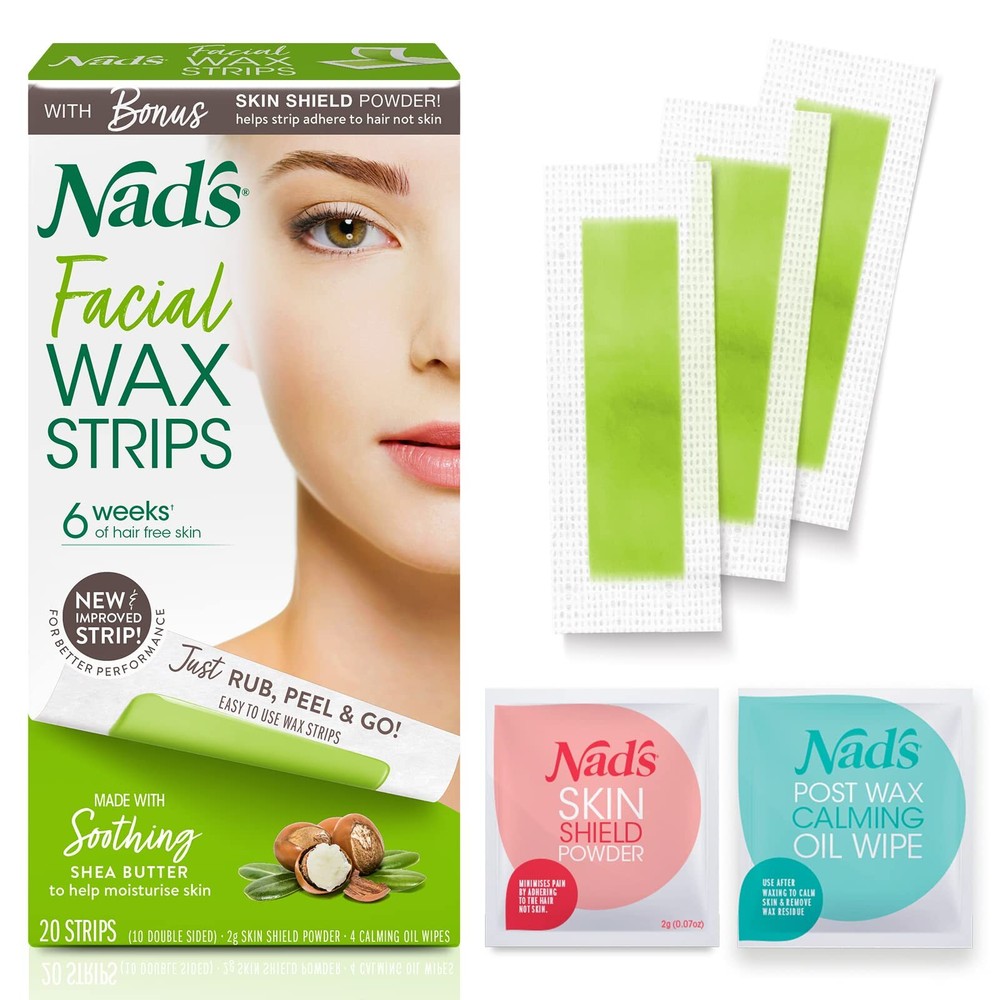 Nads Hypoallergenic Facial Wax Strips for All Skin Types Hair Removal
