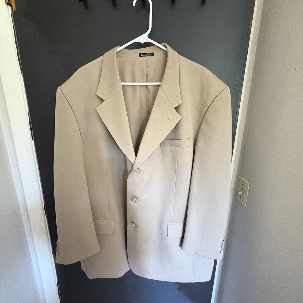 Moda Italia Collection -Super 100’s -Tan Suit Jacket -Mens 48R -Great Condition
