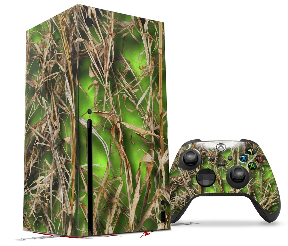 Skin Set for XBOX Series X WraptorCamo Grassy Marsh Camo Neon Green