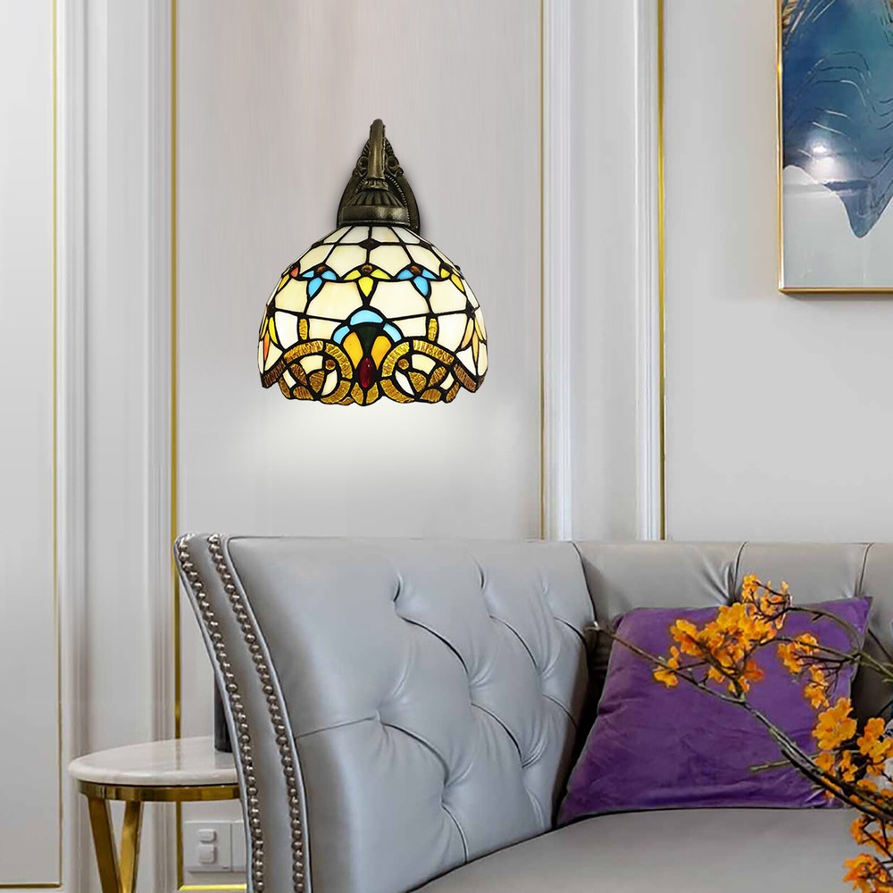 Indoor Tiffany Style Stained Glass Wall Sconce Light Beautiful Wall Lamp Decor