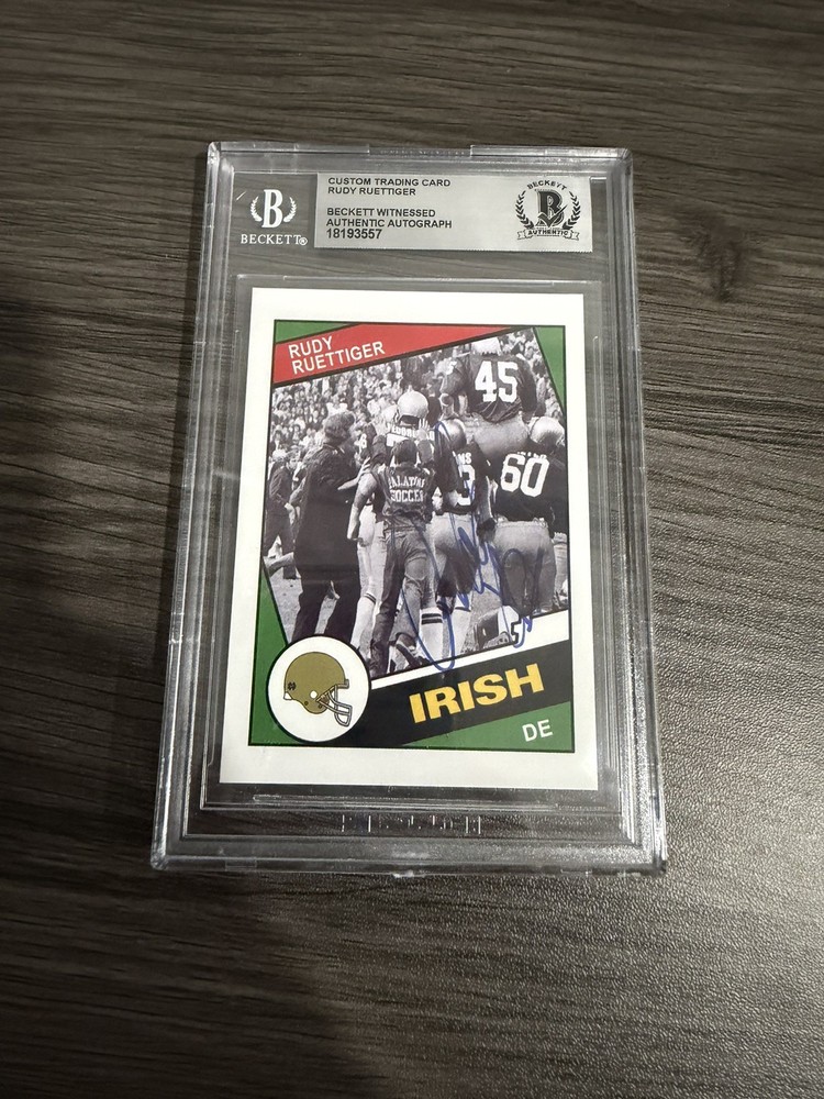 Rudy Ruettiger Trading Card Beckett Authentic On Card Autograph Notre Dame