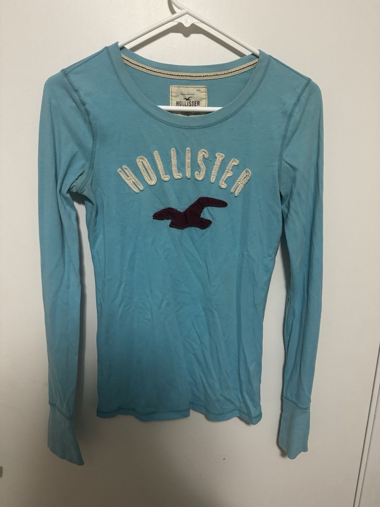 Hollister Womens Size M Vtg Y2K  Fitted Blue long sleeve top