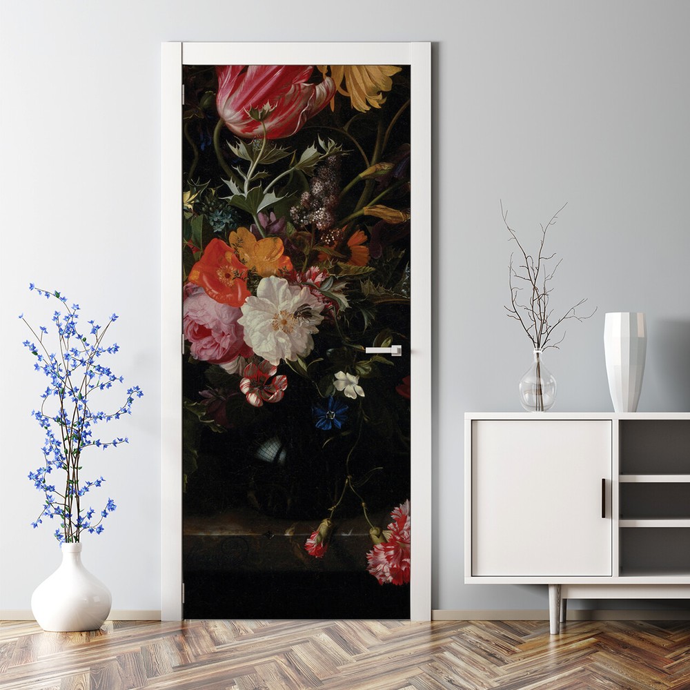 Baroque bouquet Bubble Free Door sticker dark dutch Decal Decor flowers