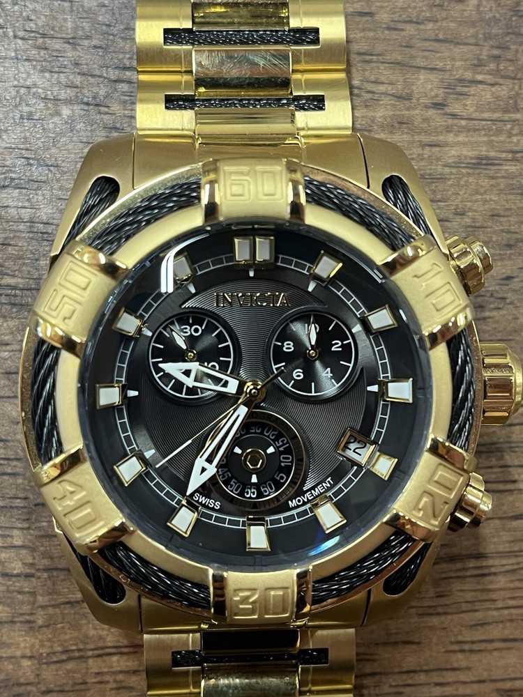Invicta Bolt Men's Black Dial Stainless Steel Gold Quartz Watch 26991
