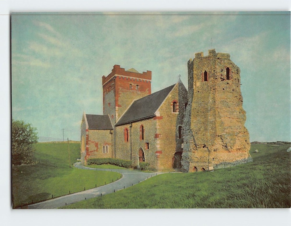 Postcard St. Mary's Church & Roman Lighthouse Dover Castle Kent England