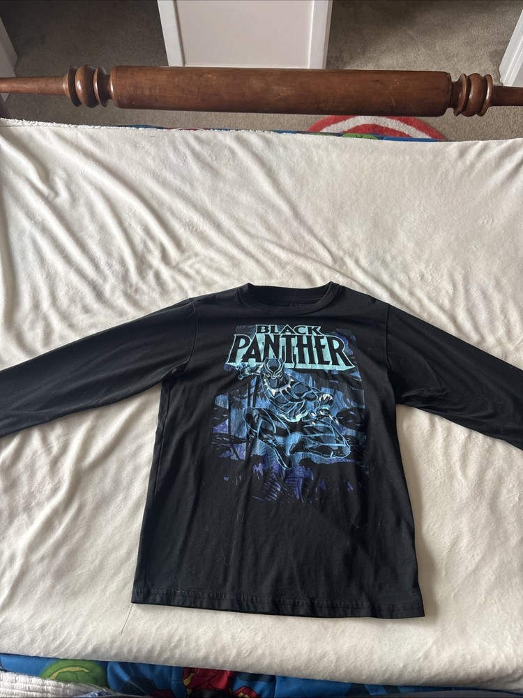 Marvel Black Panther Long Sleeve Boys Kids Children Shirt Size Small