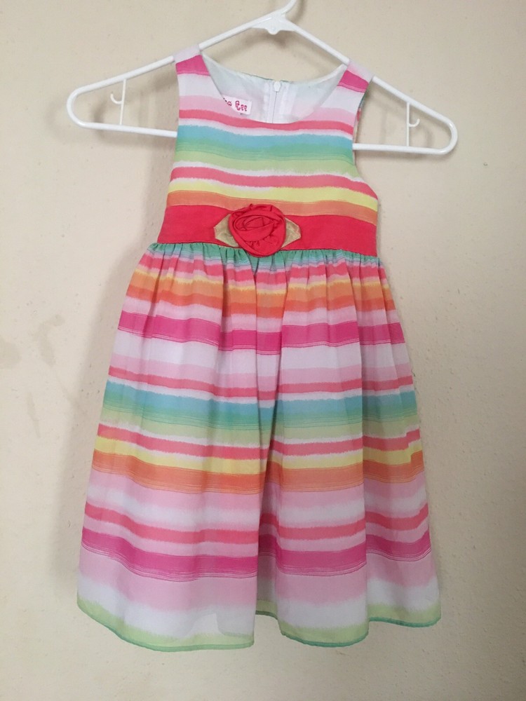 Toddler Girls Dress Size 4 Colored Striped Sleeveless Jessica Ann