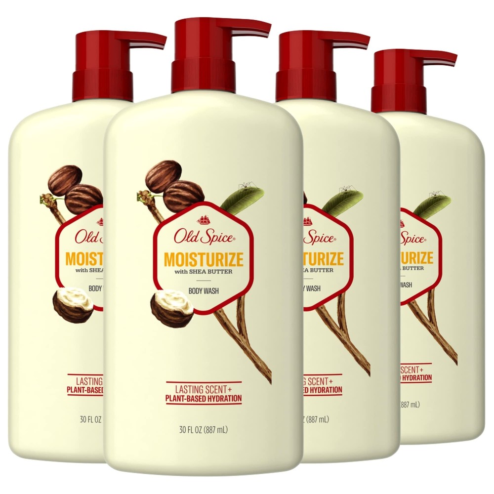 Old Spice Mens Body Wash Moisturize with Shea Butter 30 oz (Pack of 4)