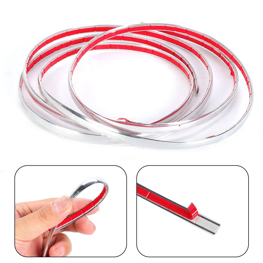 1* Trim Molding 5/16(8mm) Car Roof Door Side Decorate Protector Strip-Chrome