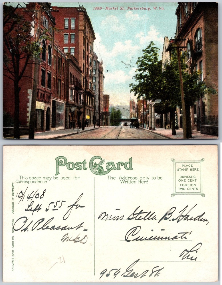 Market Street Parkersburg WV Postcard