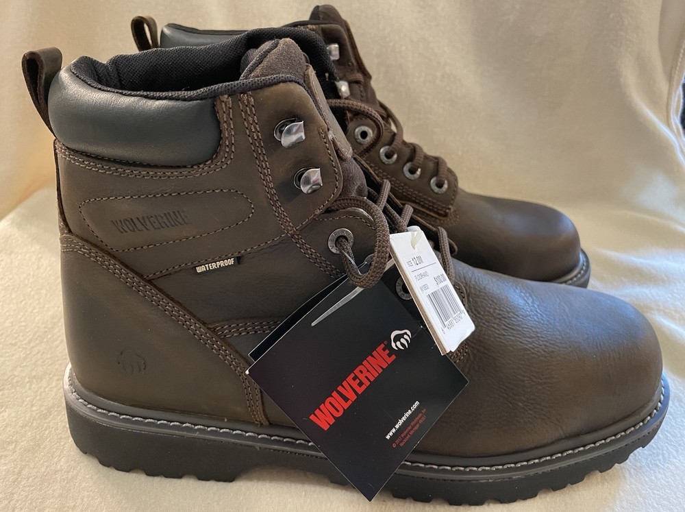 Wolverine Floorhand Men's Dark Brown Leather Steel Toe Waterproof Work Boots Size 12
