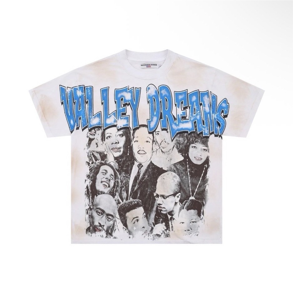 Valley Dreams Men's M White Crew Neck Short Sleeve Hip Hop Graphic Print T-Shirt