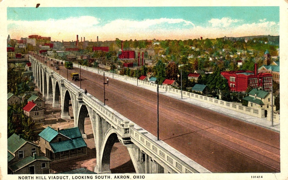 Postcard North hill viaduct, looking South Akron, Ohio