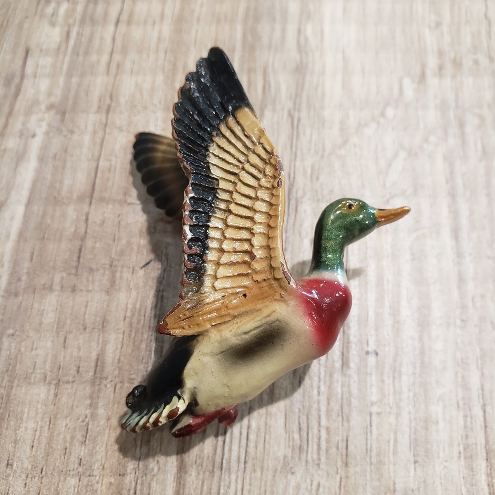 Vintage Handpainted Reisgn Duck Mallard Bird Brooch Hat Cap Pin Artisan 2.5