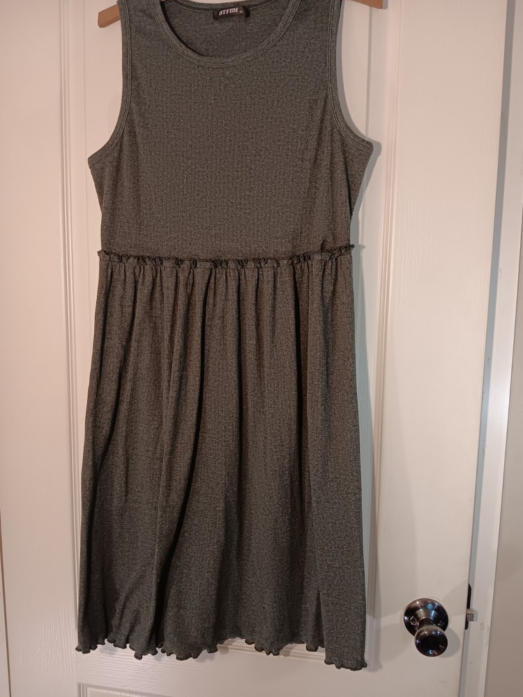 BTFBM Women's Summer Tank Dress L Green Sleeveless Casual