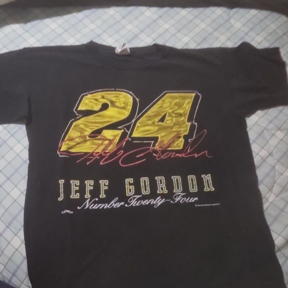 Nutmeg Jeff Gordon 24 NASCAR Men's Black Graphic T-Shirt Cotton XL Vintage
