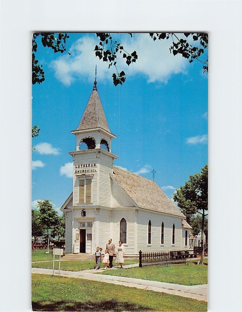 Postcard Old Lutheran Church Pioneer Village Minden Nebraska USA