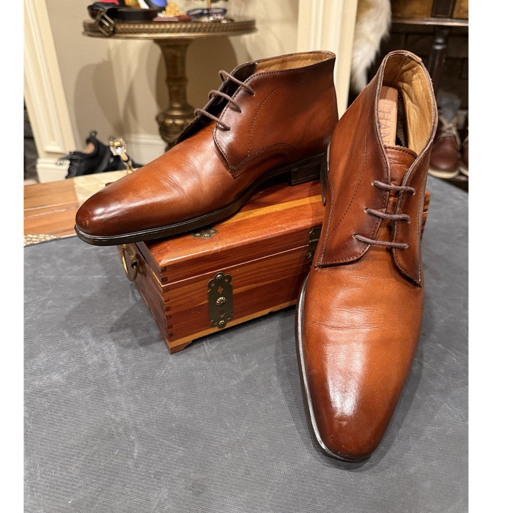Giorgio 1958 Brown Leather Derby Men's Dress Shoes Lace-Up Pointed Toe EU 42