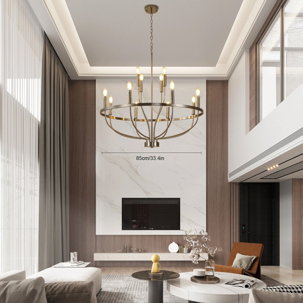 Farmhouse Industrial Round Chandelier Pendant Light for Dining Room Decor  