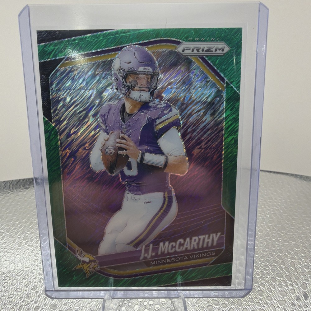 JJ MCCARTHY 2025 PANINI PRIZM FOTL GREEN SHIMMER /5 Nice Card, Ships Fast
