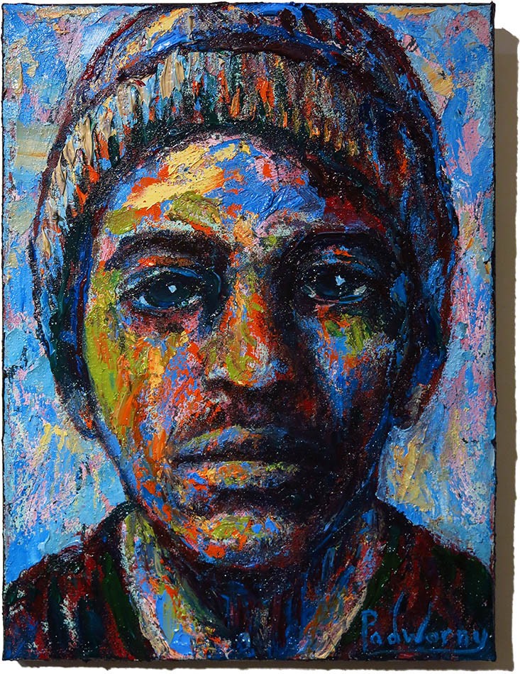 Original Art Signed Oil Painting Abstract Portrait African American Male Man Pop