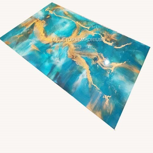 Blue Resin Acacia Epoxy Dining Custom Corridor Table Luxury Furniture Home Décor