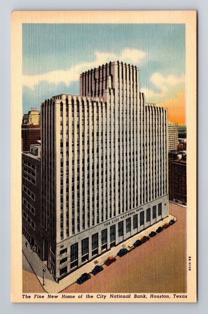 Houston TX-Texas, Aerial City National Bank, Antique, Vintage Souvenir Postcard