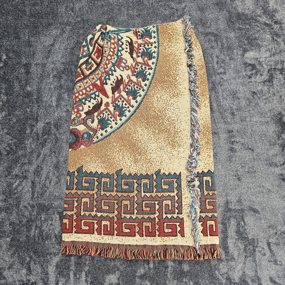 Vintage Handmade Women 6 Southwestern Aztec Tribal Western Cowgirl Blanket Skirt