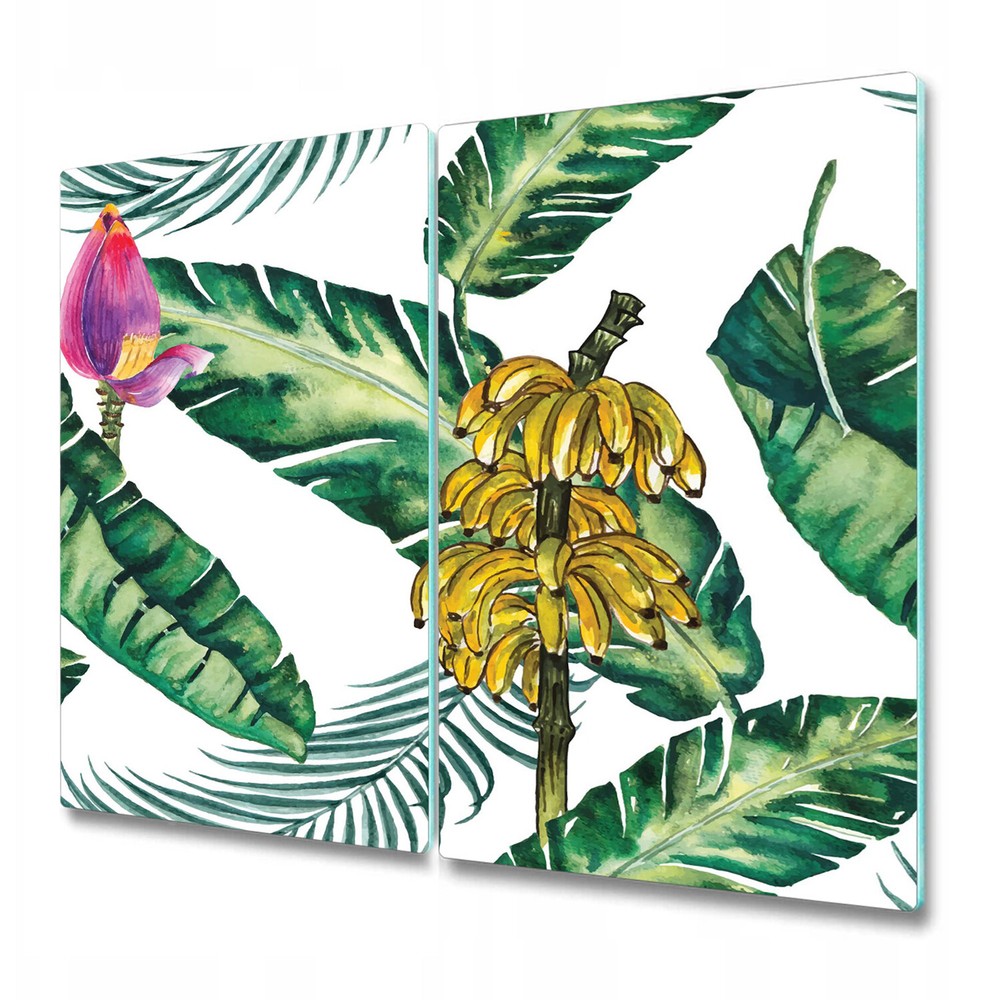 Glass Chopping Board Utensil Banana Leaves Tropical Monstera Leaves 2x30x52
