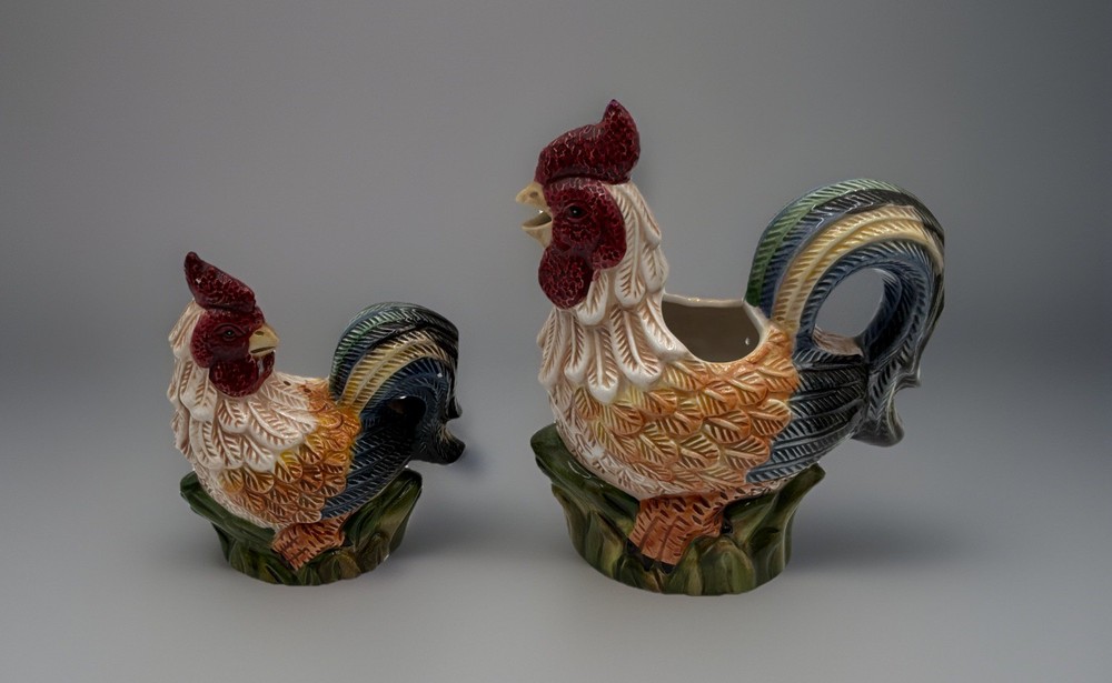 Rooster Creamer Pitcher & Pepper Shaker Farmhouse Kitchen Decor *No Salt Shaker*