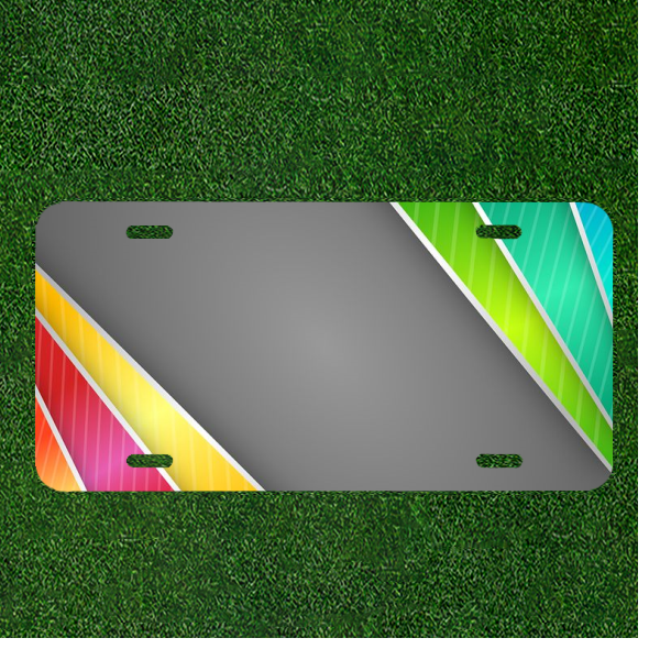 Custom Personalized Car License Plate With Abstract Border Colorful Strips