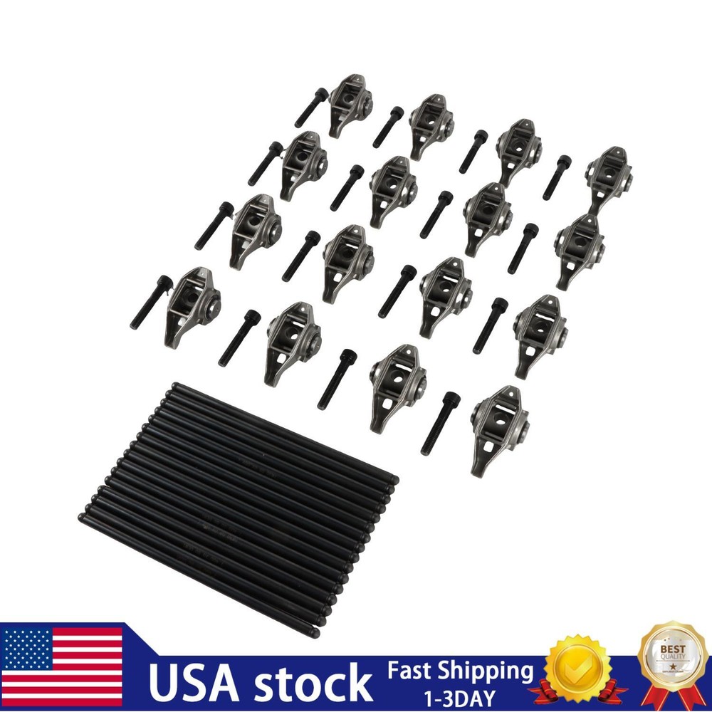 1Set LS1 Rocker Arms With Trunion Pushrods Kit Installed fits 5.7 6.0 LS2 LS6