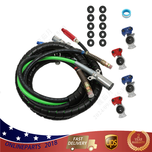 Semi Truck Trailer 15ft 3-in-1 ABS Air Line Hose Wrap with 7-Way Electrical Cable-image