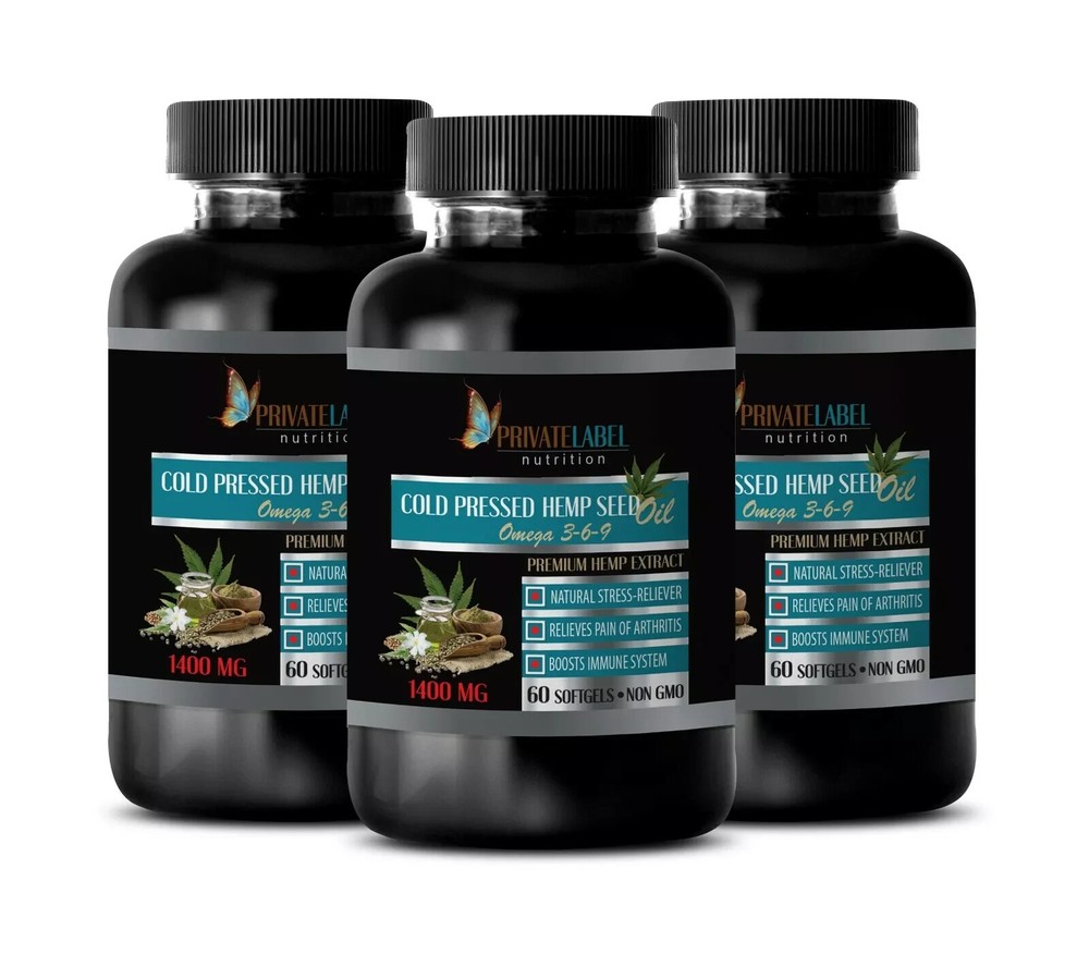 Healthy scalp - HEMP SEED OIL - Omega oils 3 Bottles 180 Capsules