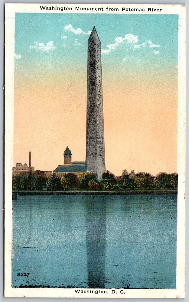 Washington Monument from Potomac River D.C. ANTIQUE Postcard 9332