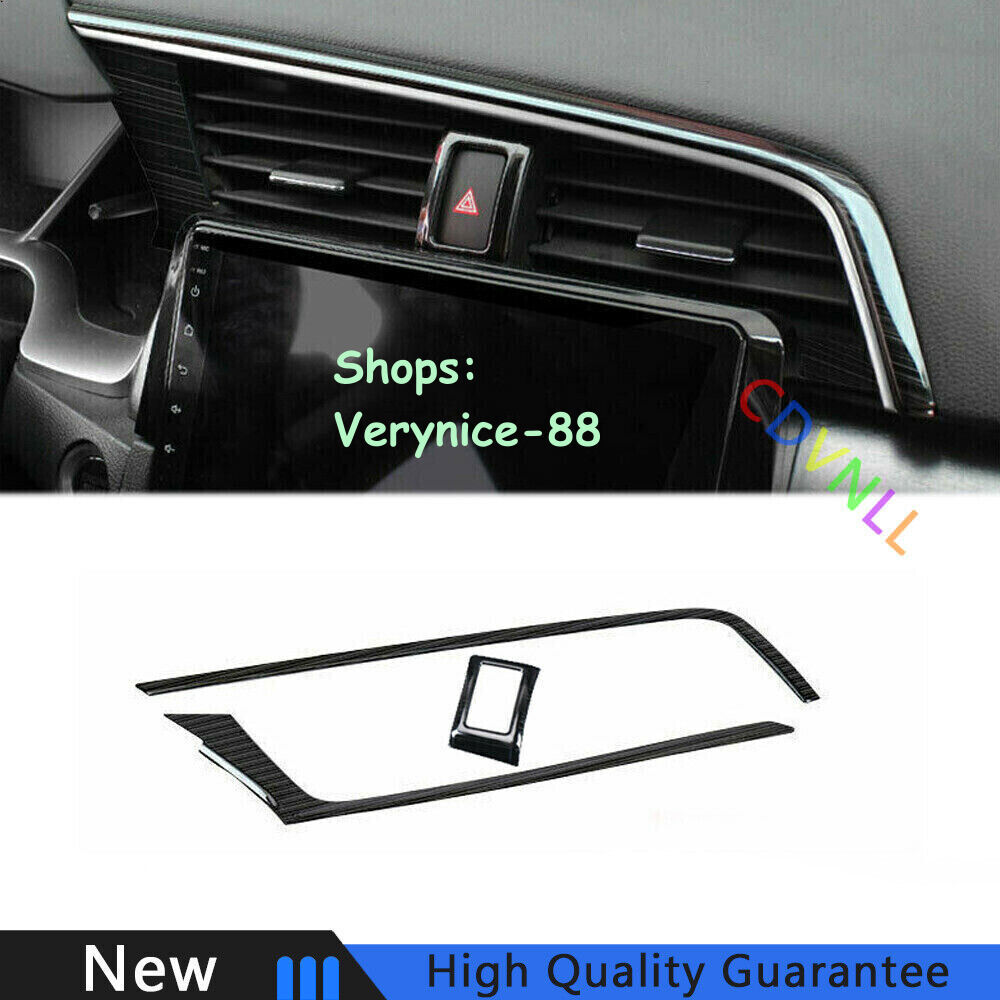 For Honda Civic 16-2021 10th Black Titanium Middle Console Air Outlet Vent Trim