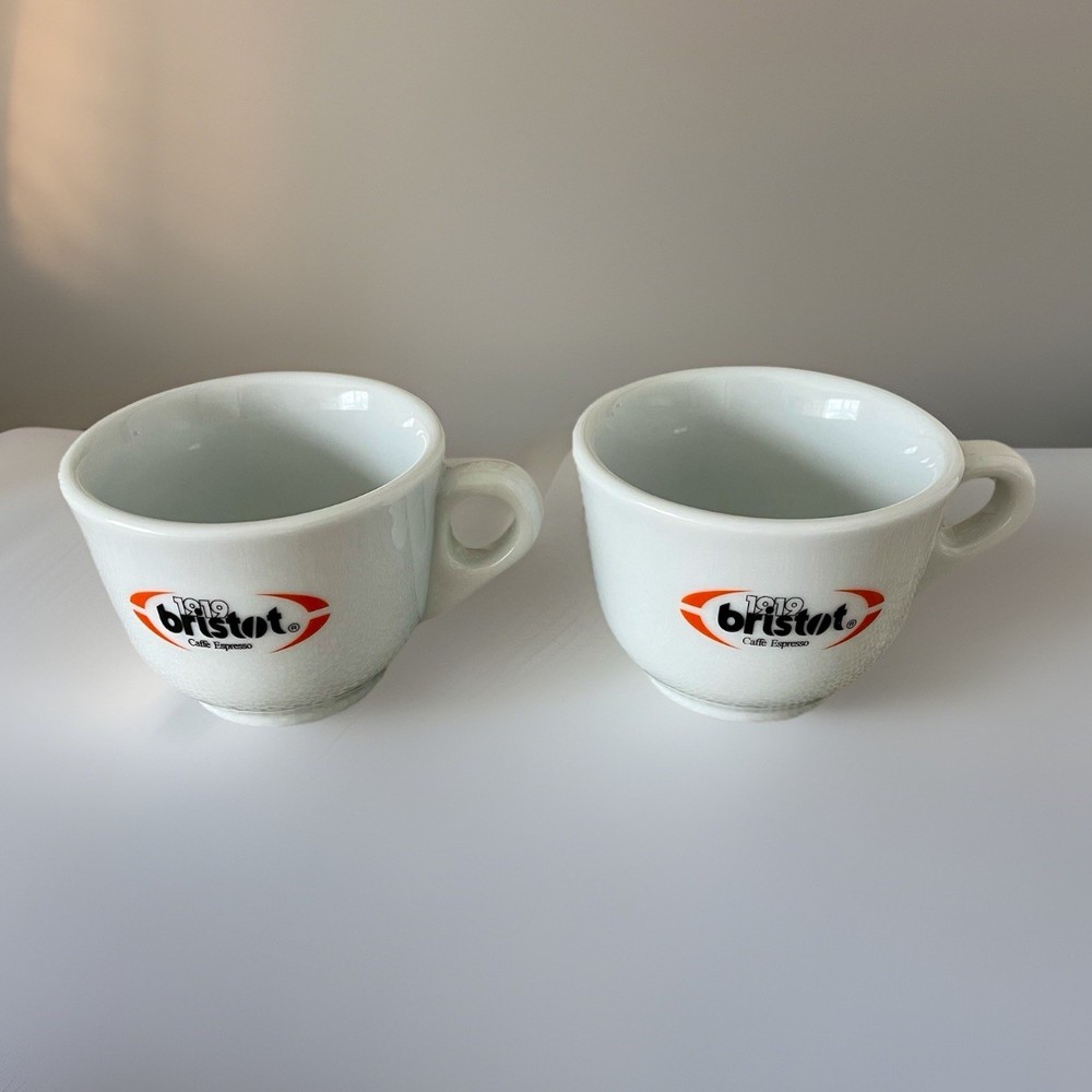 1919 Bristot Vintage Ceramic Coffee Mug Espresso/Cappuccino Set of 2