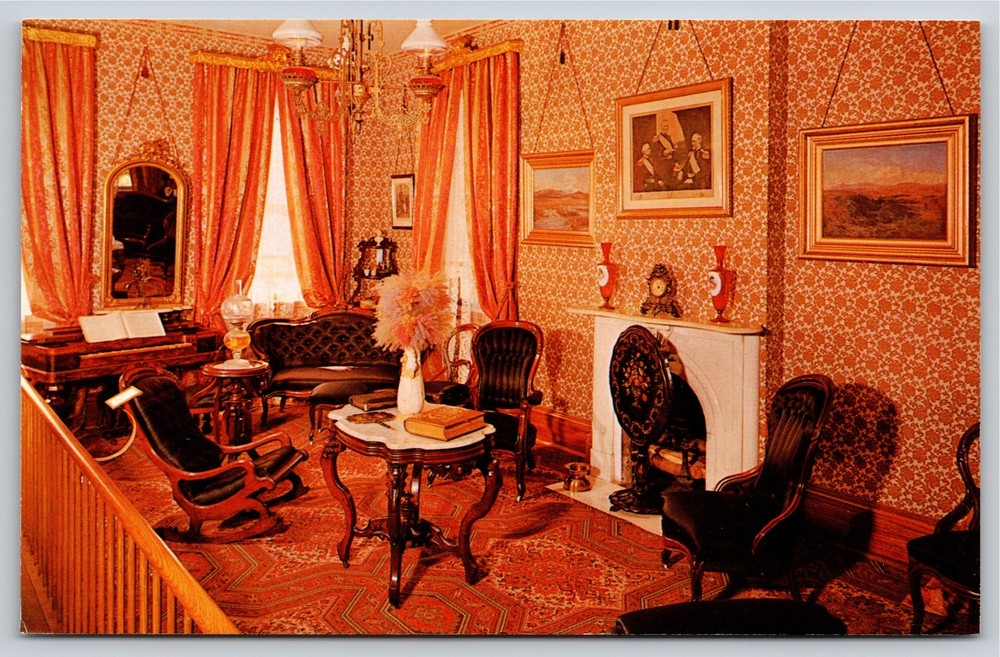 Interior~Parlor General US Grant Home Galena Illinois~Vintage Postcard