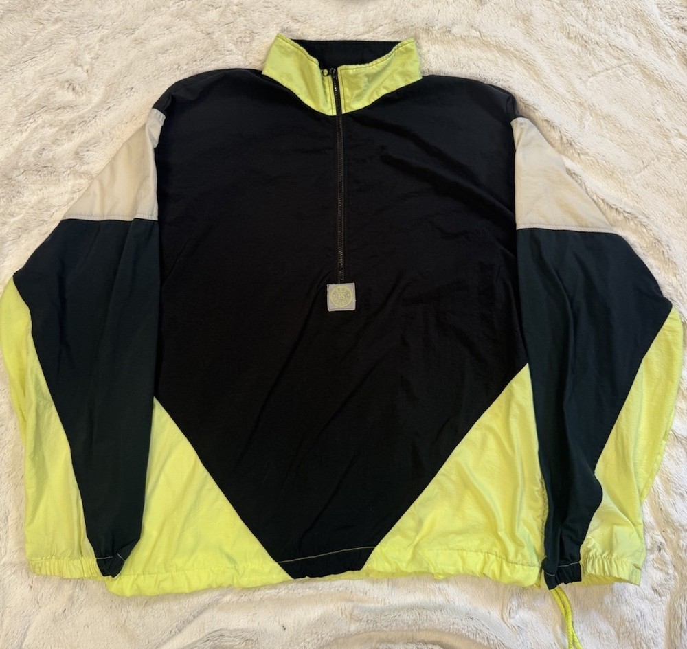 Vintage 90s Pro Spirit Yellow White Windbreaker Zip Up Track Jacket Men’s SIZE L