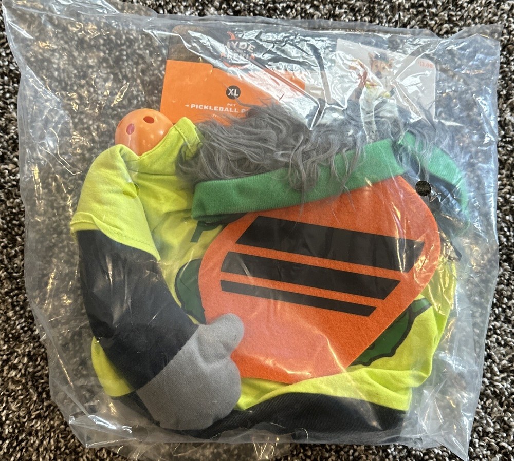 Dog Costume Pickleball Player Frontal Size XL Halloween Up to 100 lbs.