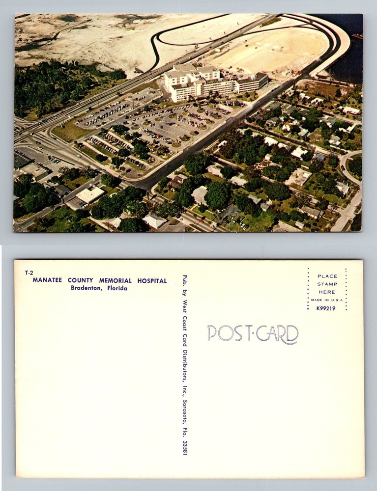Bradenton, FL-Florida, Aerial Manatee County Memorial Hospital Vintage Postcard