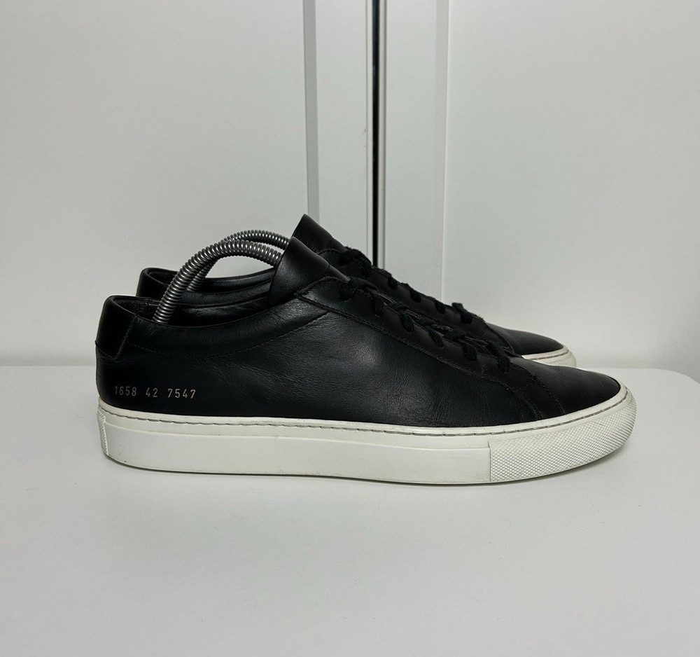 COMMON PROJECTS Achilles Low Black Leather Lace Up Sneakers Men's 9-image