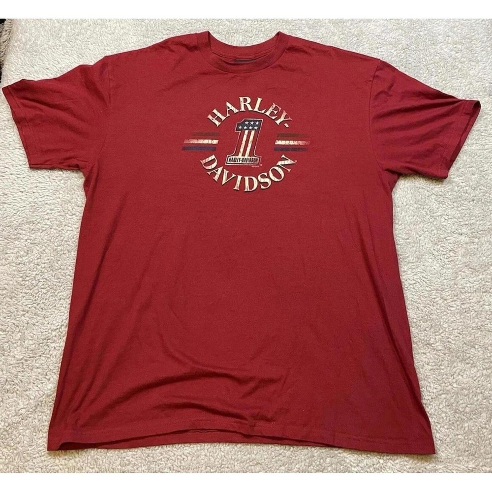 Harley Davidson Motorcycle XL Red T Shirt Biker Savannah Georgia Two Sided