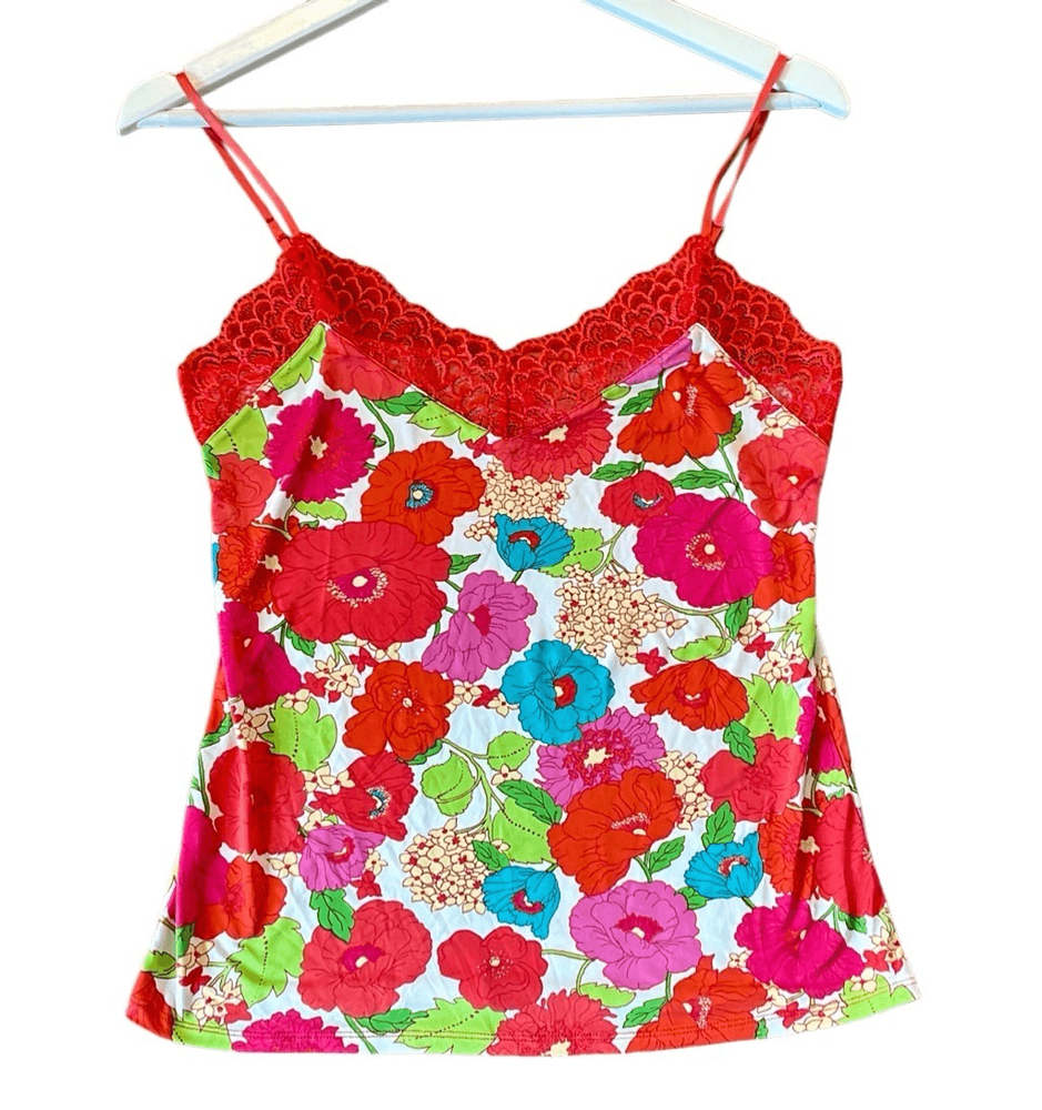 Josie Natori NWOT floral lace trim cami size small