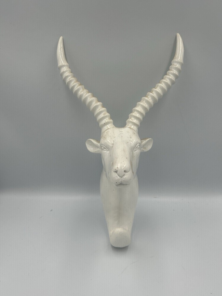 White Gazelle Antelope Head Wall Hook Resin Safari Home Decor