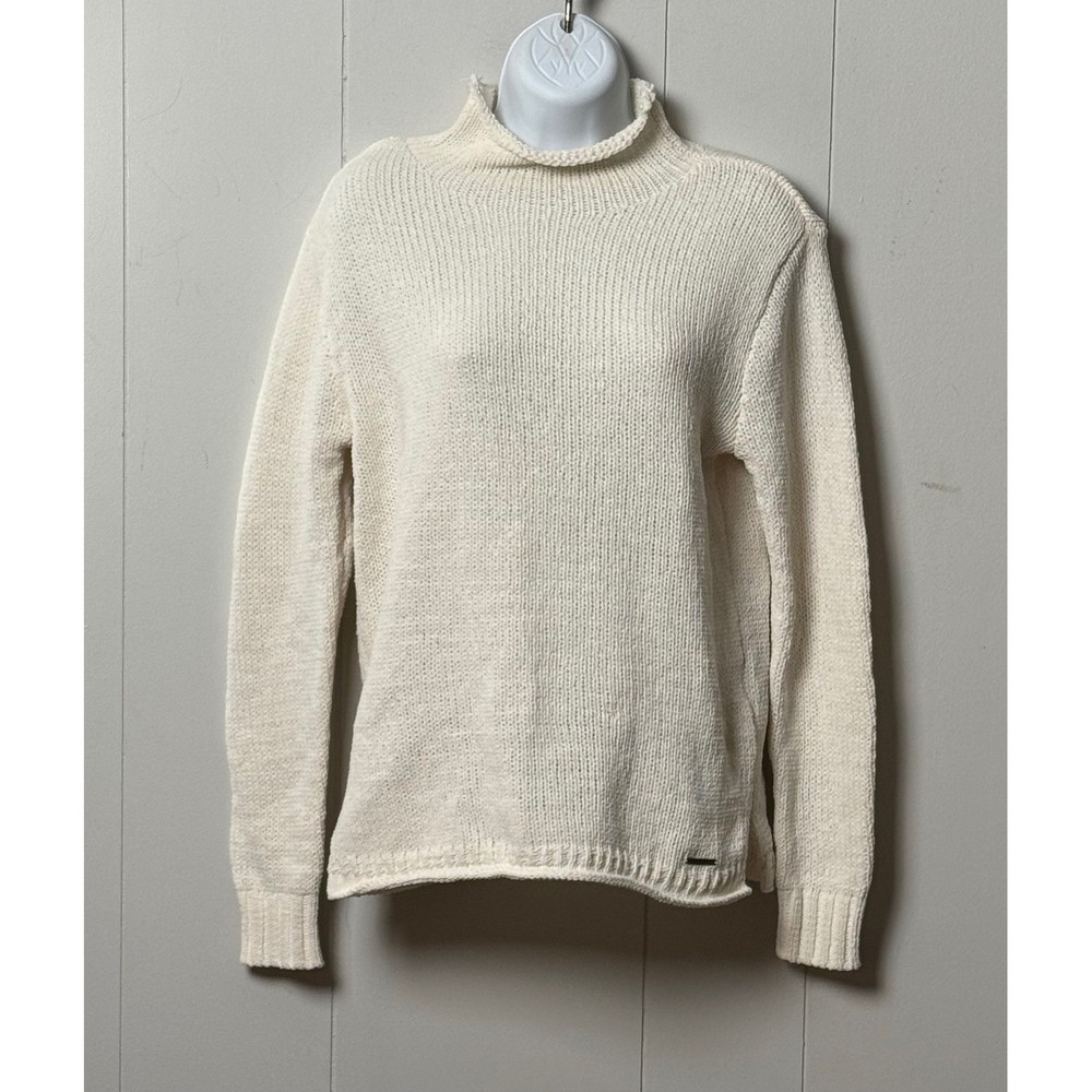 Abercrombie & Fitch Women's Cream Mock Neck Ribbed Knit Sweater Size Medium