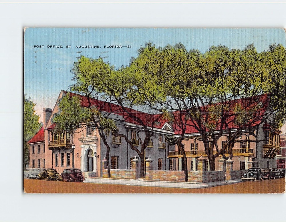Postcard Post Office Saint St. Augustine Florida USA North America