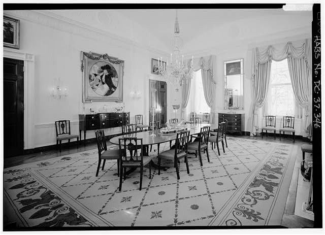 White House Washington DC 1910s Private Dining Room Interior Chandelier