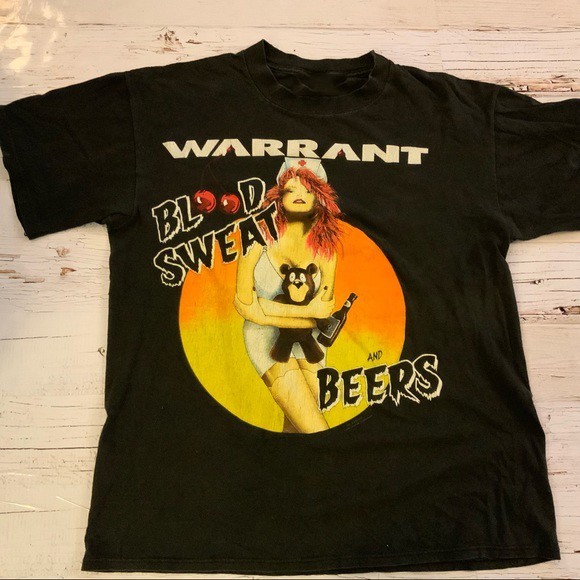 Warrant Vintage Blood Sweat And Beer Tour Cotton Black Men S-234Xl T-shirt S084